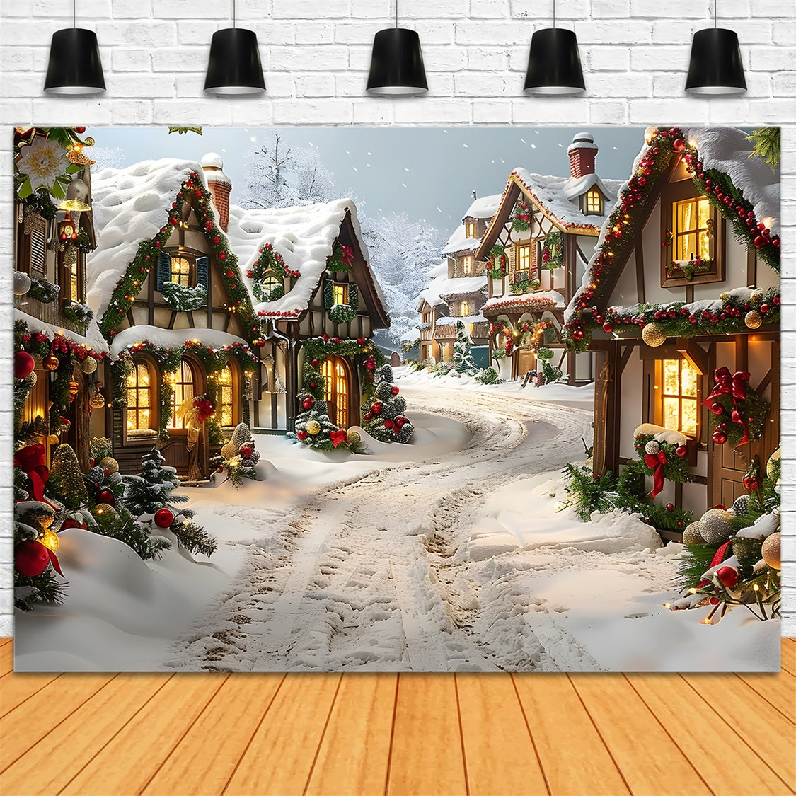 Christmas Enchanted Village Path Backdrop UK RR7-636