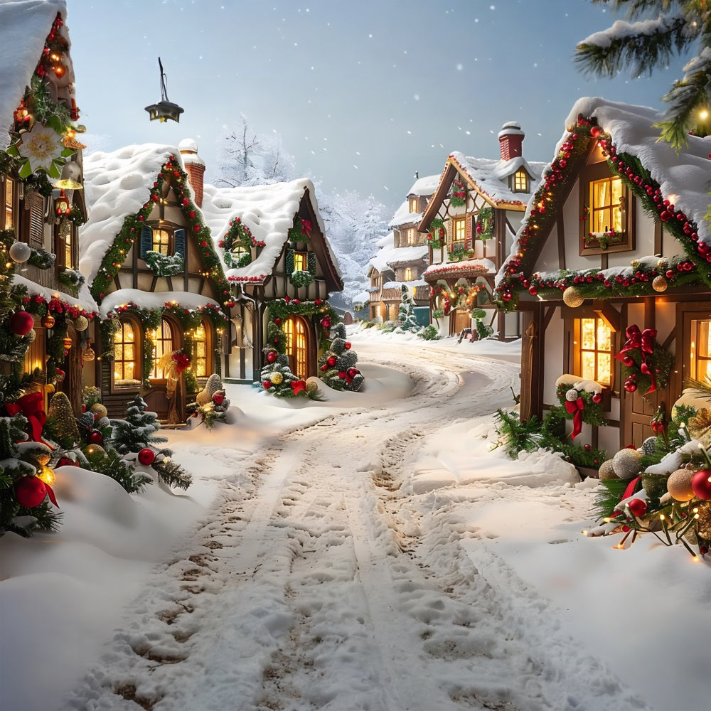 Christmas Enchanted Village Path Backdrop UK RR7-636