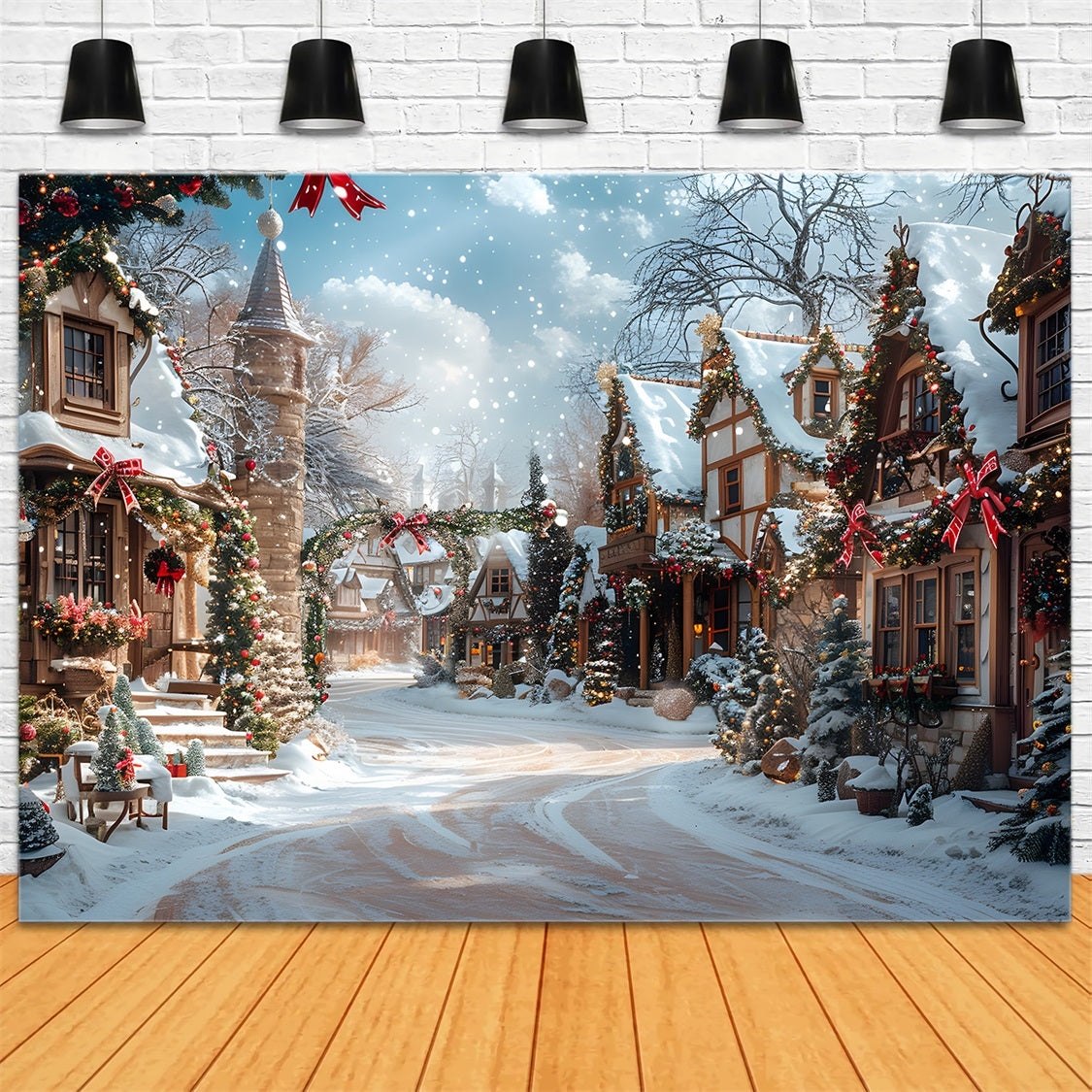 Christmas Magical Village Street Backdrop UK RR7-639