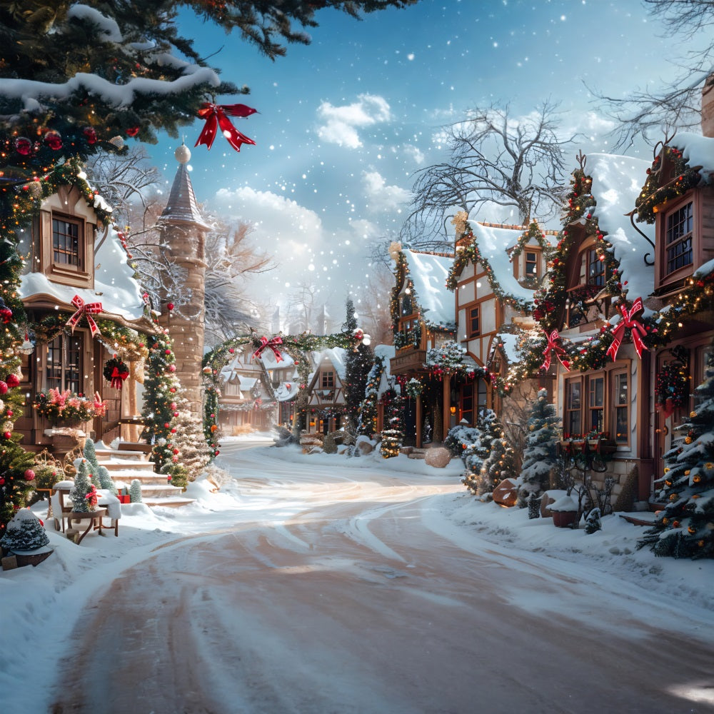 Christmas Magical Village Street Backdrop UK RR7-639