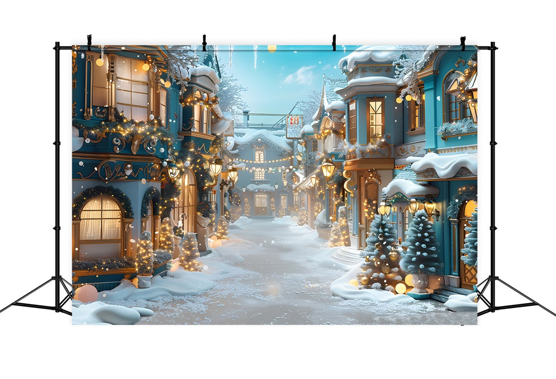 Christmas Enchanted Snowy Village Backdrop UK RR7-644