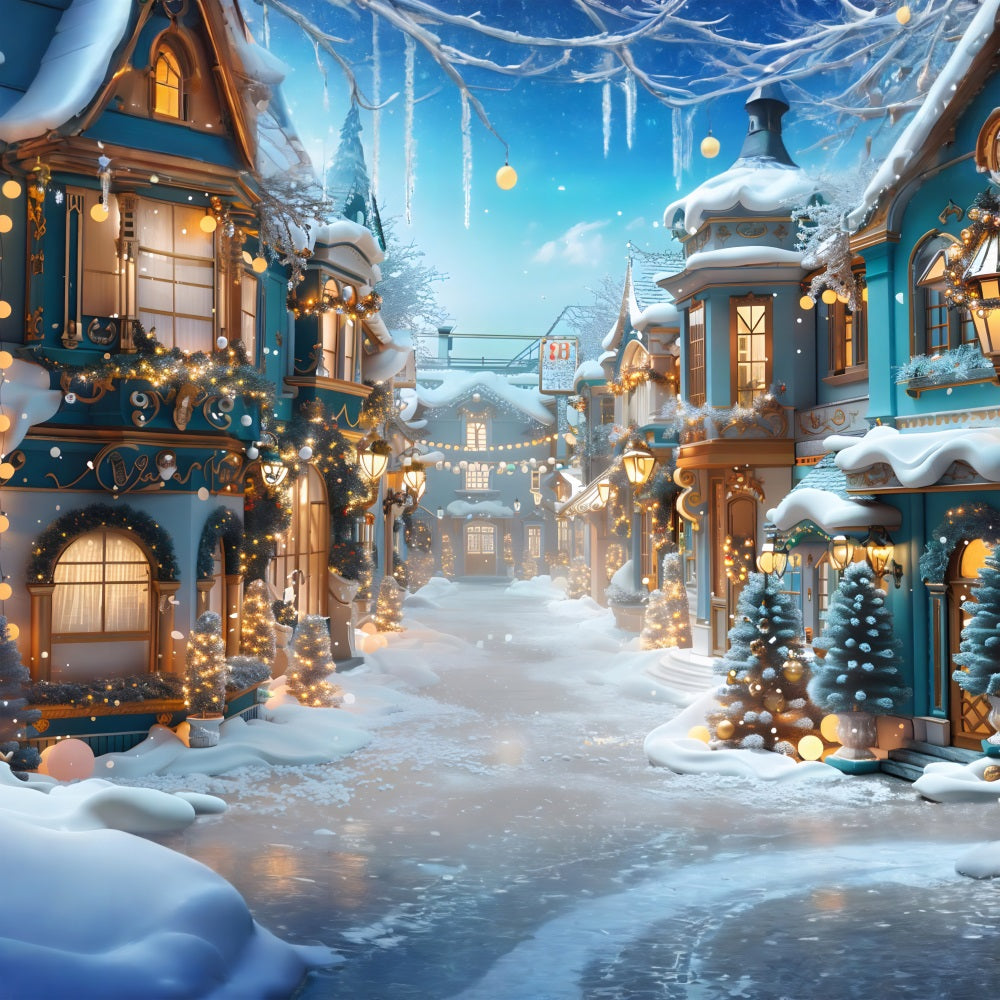 Christmas Enchanted Snowy Village Backdrop UK RR7-644