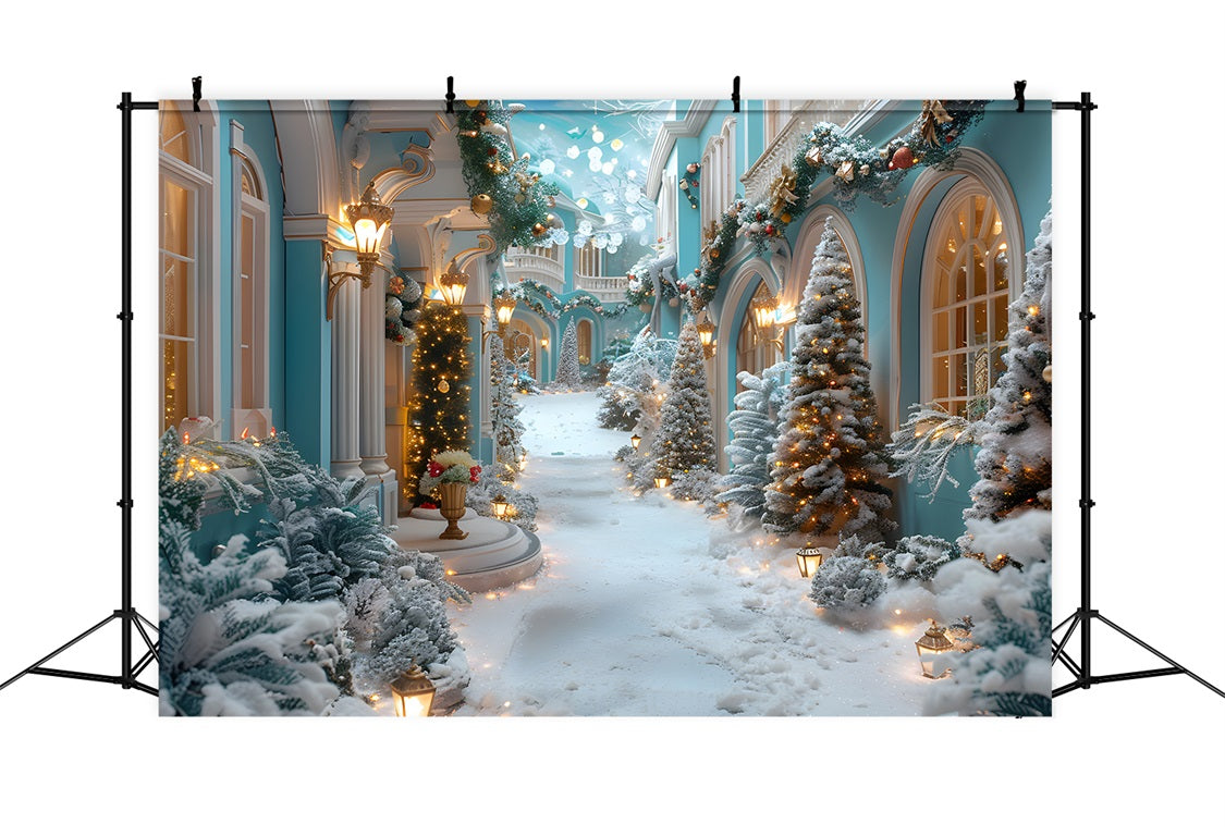 Christmas Enchanted Snowy Courtyard Backdrop UK RR7-645