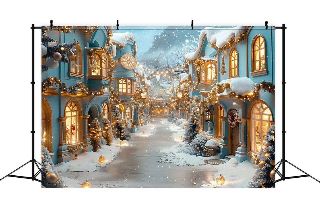 Christmas Blue Lantern-lit Alley Backdrop UK RR7-648