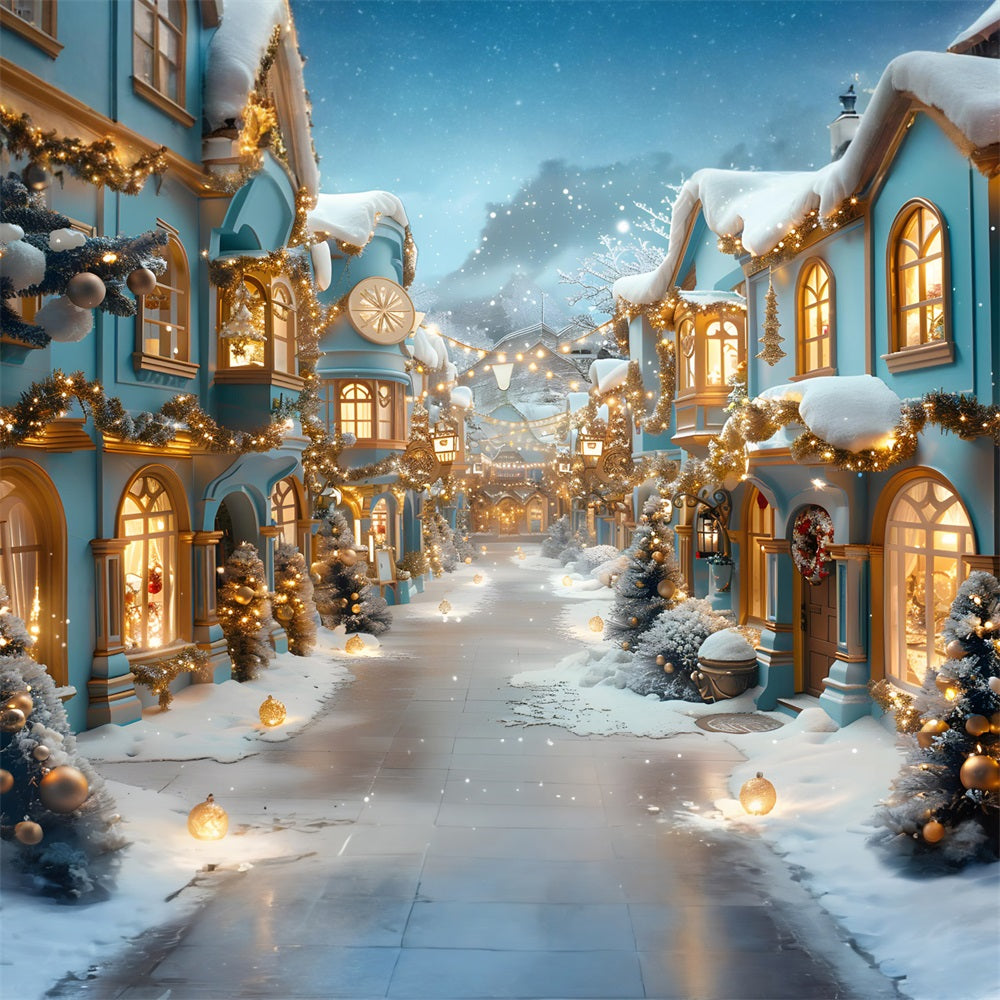 Christmas Blue Lantern-lit Alley Backdrop UK RR7-648