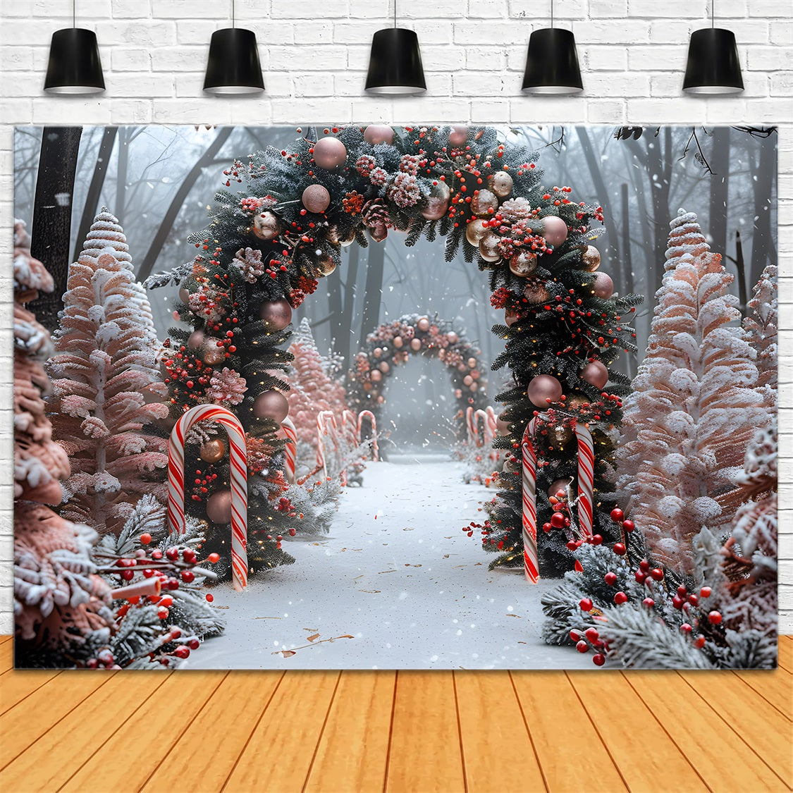 Christmas Candy Cane Ornament Archway Backdrop UK RR7-654