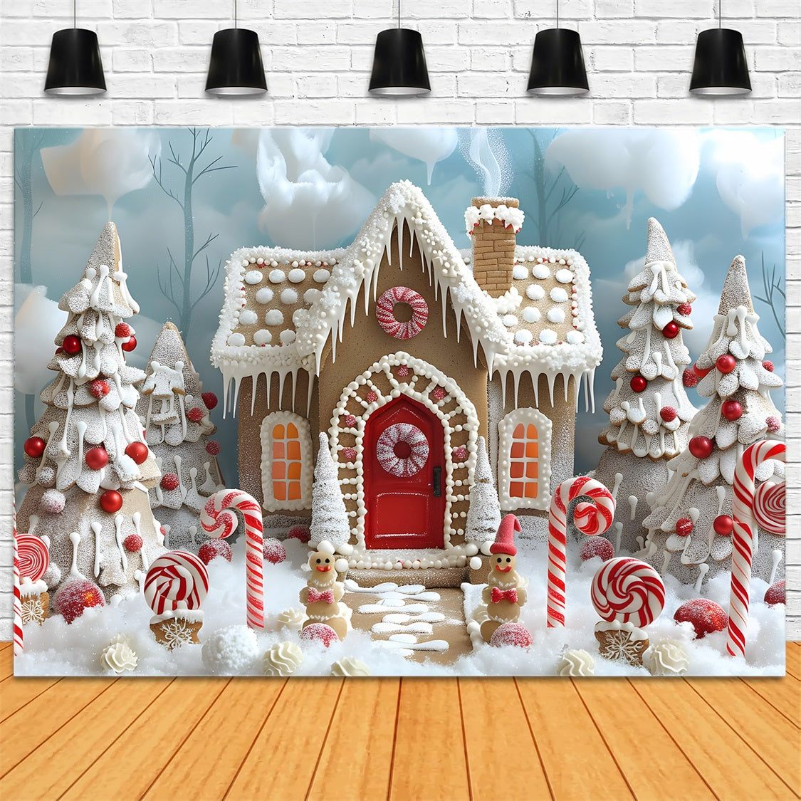 Christmas Candyland Gingerbread House Backdrop UK RR7-657