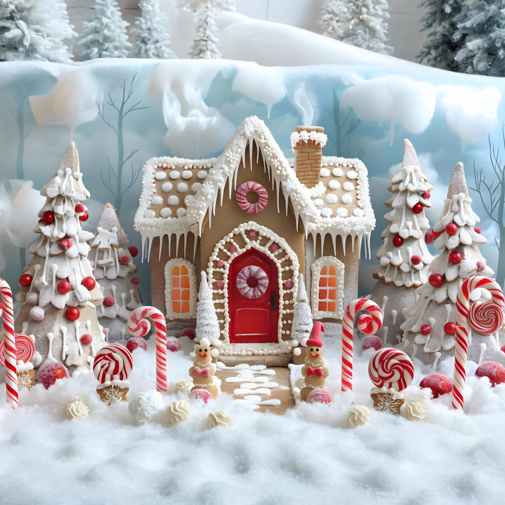 Christmas Candyland Gingerbread House Backdrop UK RR7-657