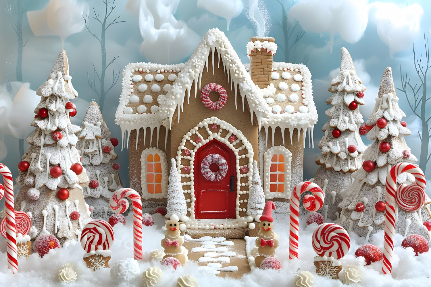 Christmas Candyland Gingerbread House Backdrop UK RR7-657