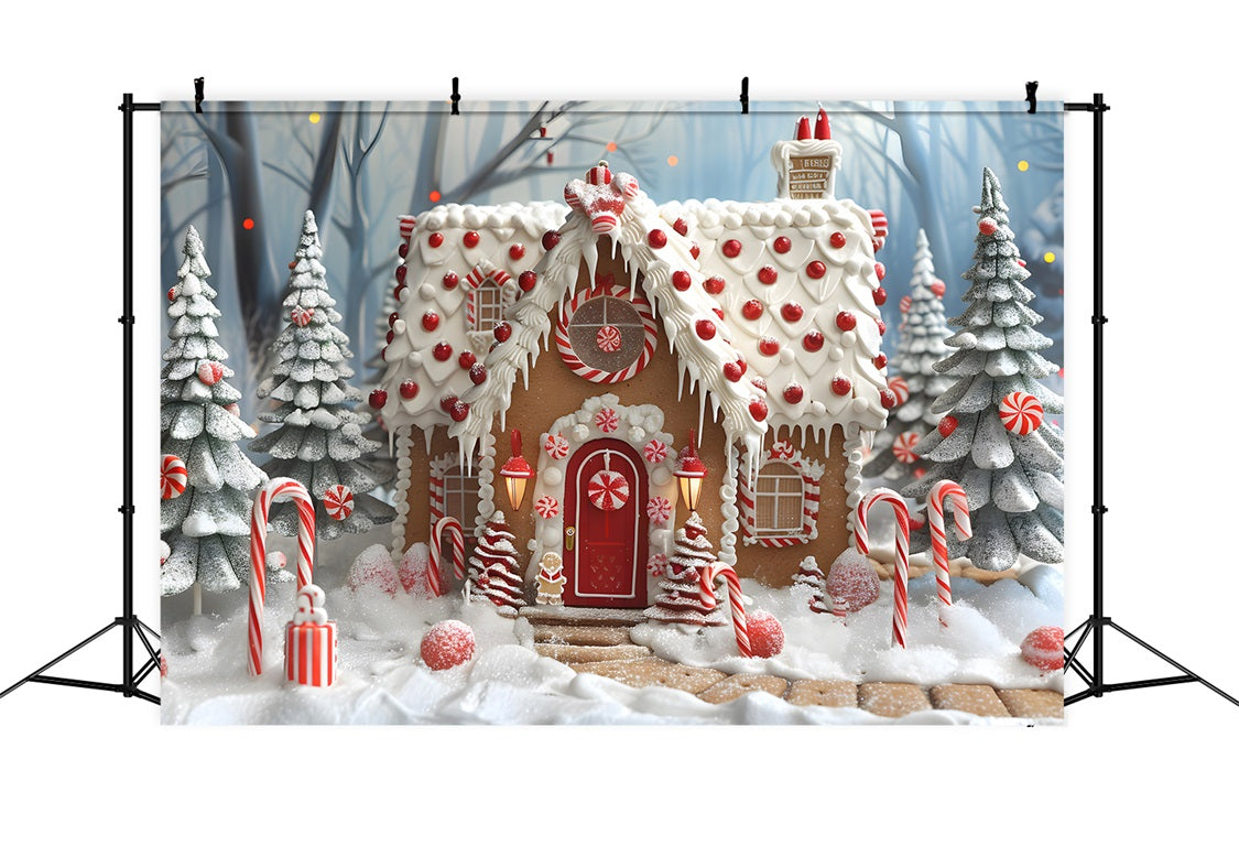 Christmas Peppermint Gingerbread House Backdrop UK RR7-658