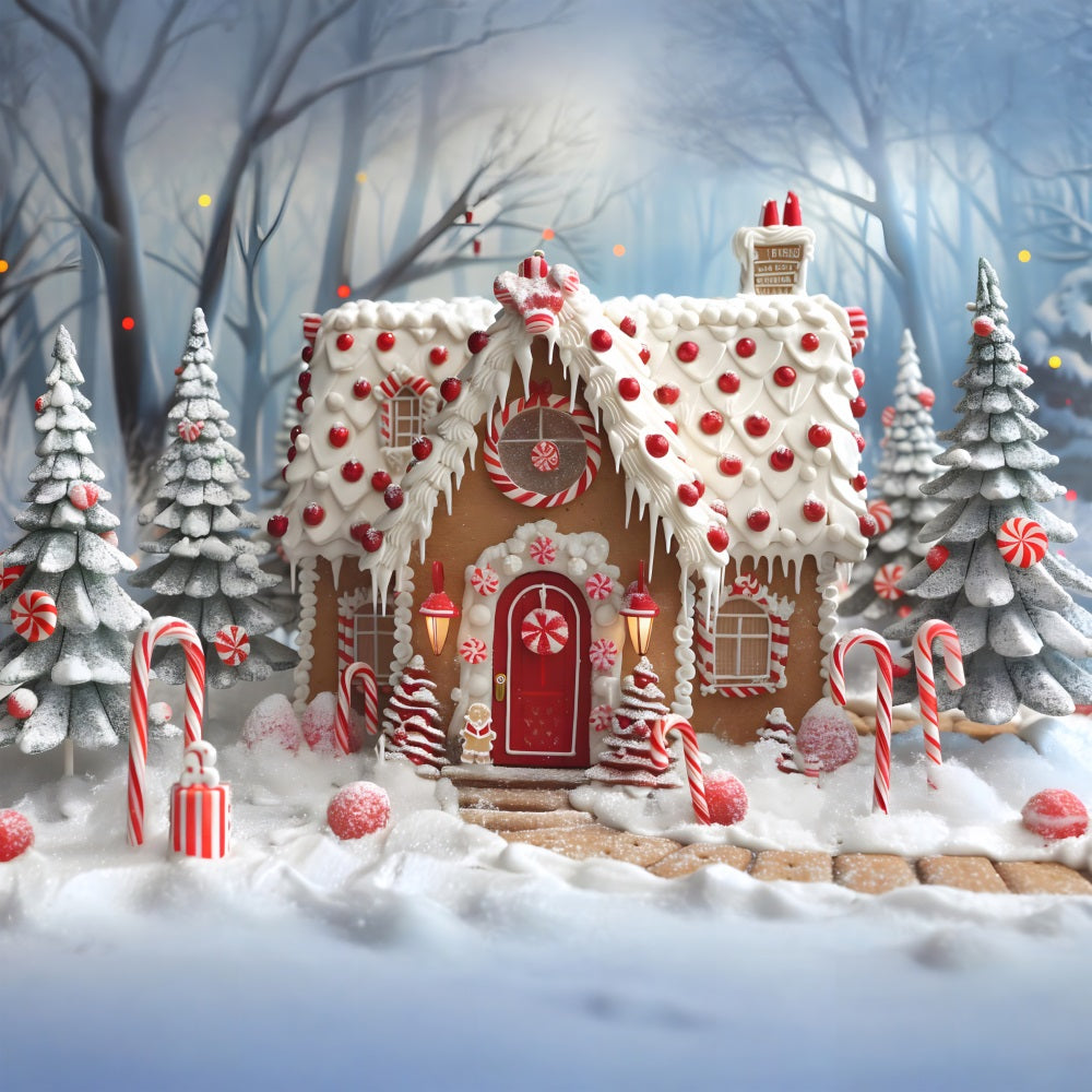 Christmas Peppermint Gingerbread House Backdrop UK RR7-658