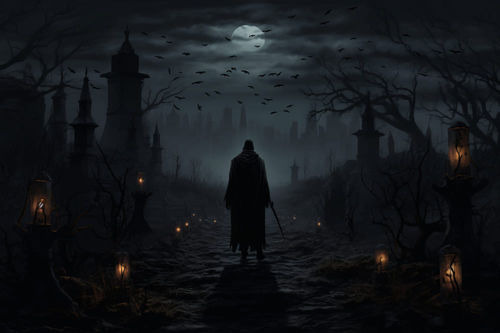 Halloween Night Wandering Ghost Backdrop UK RR7-66