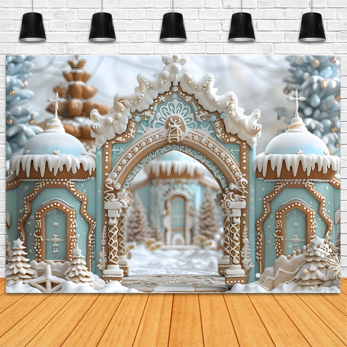 Christmas Gingerbread Palace Archway Backdrop UK RR7-660