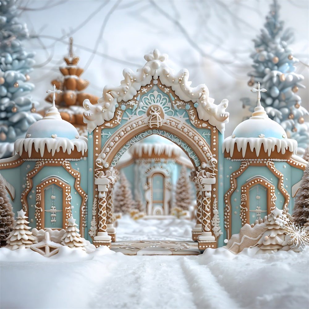 Christmas Gingerbread Palace Archway Backdrop UK RR7-660