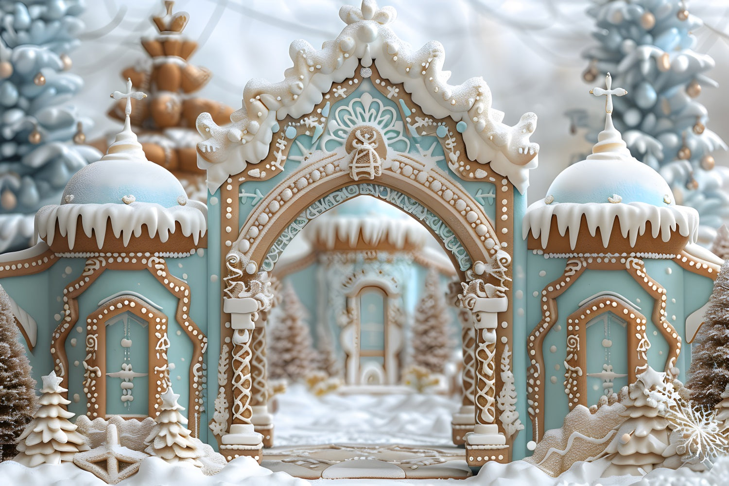 Christmas Gingerbread Palace Archway Backdrop UK RR7-660