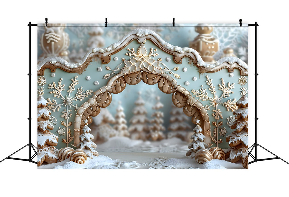 Christmas Gingerbread Snowflake Archway Backdrop UK RR7-661