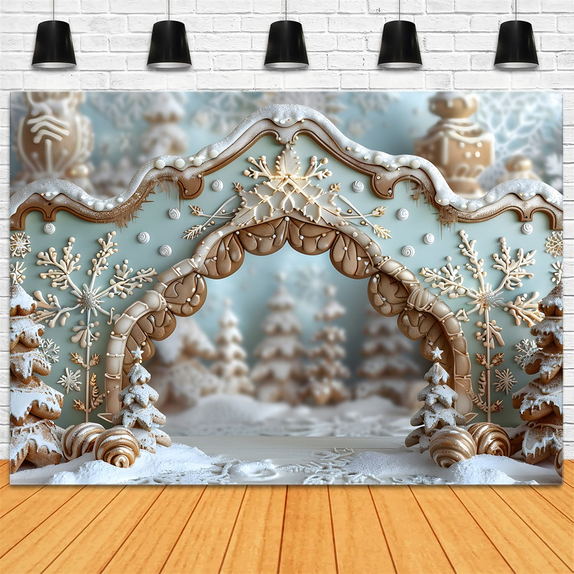 Christmas Gingerbread Snowflake Archway Backdrop UK RR7-661