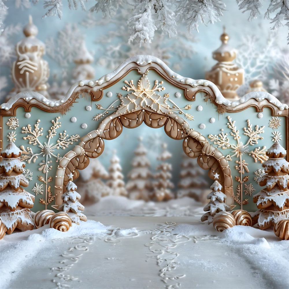 Christmas Gingerbread Snowflake Archway Backdrop UK RR7-661