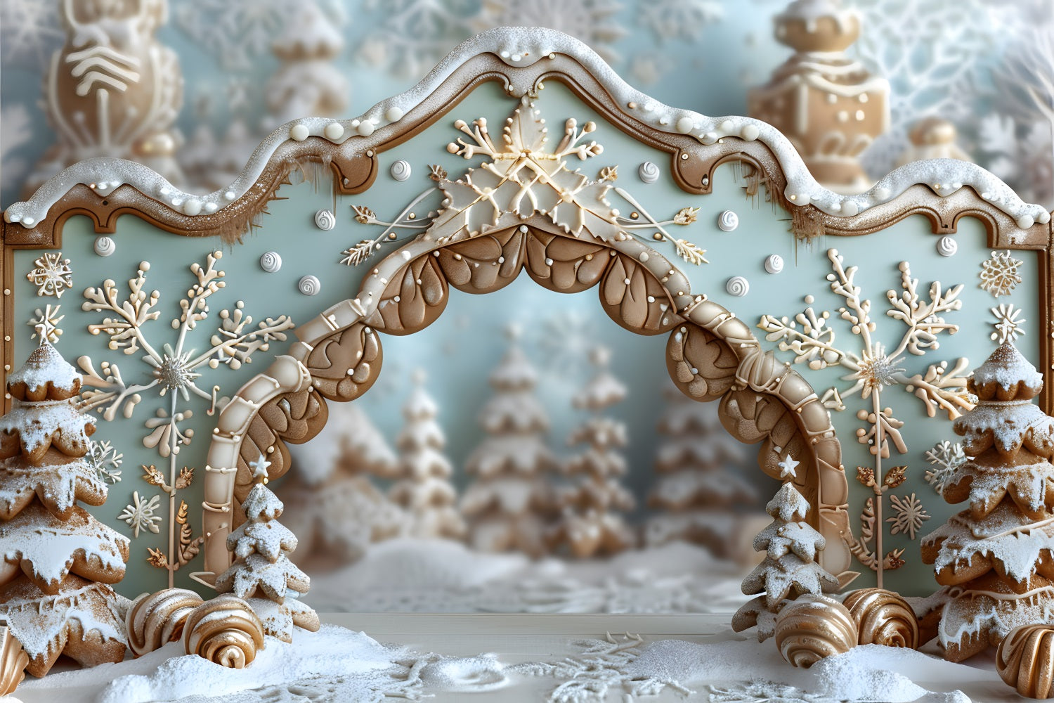 Christmas Gingerbread Snowflake Archway Backdrop UK RR7-661