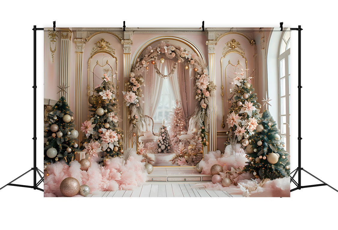 Christmas Elegant Pink Archway Backdrop UK RR7-665