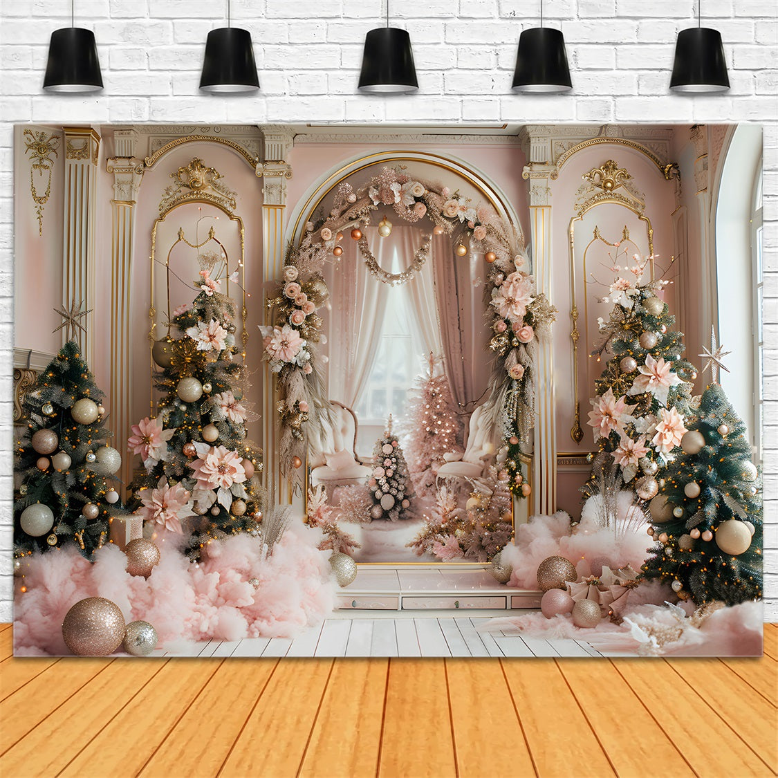 Christmas Elegant Pink Archway Backdrop UK RR7-665