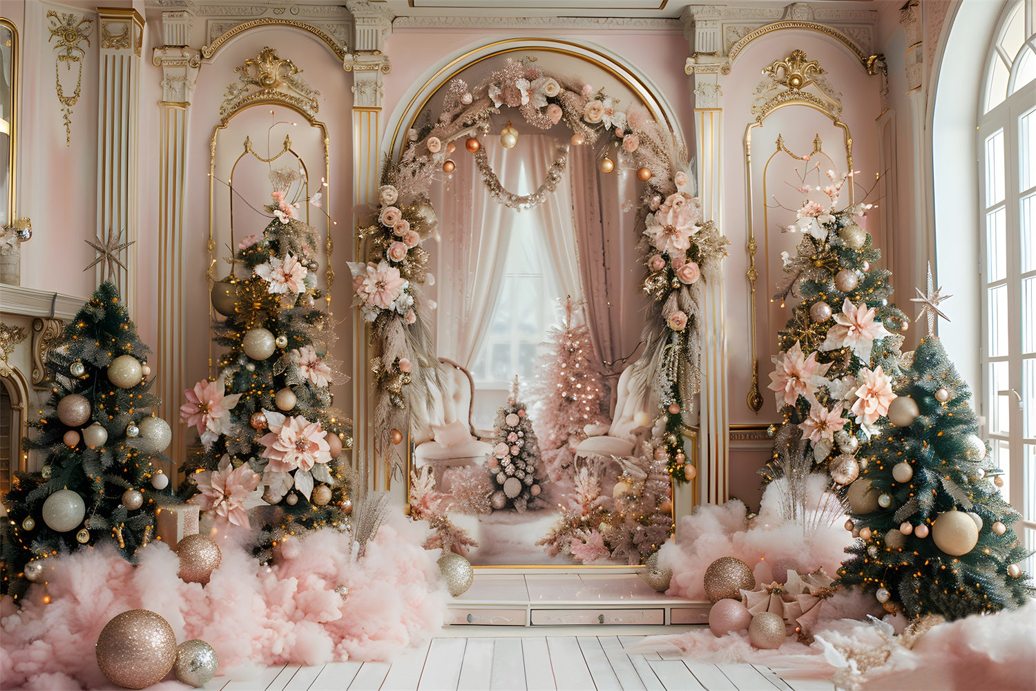 Christmas Elegant Pink Archway Backdrop UK RR7-665