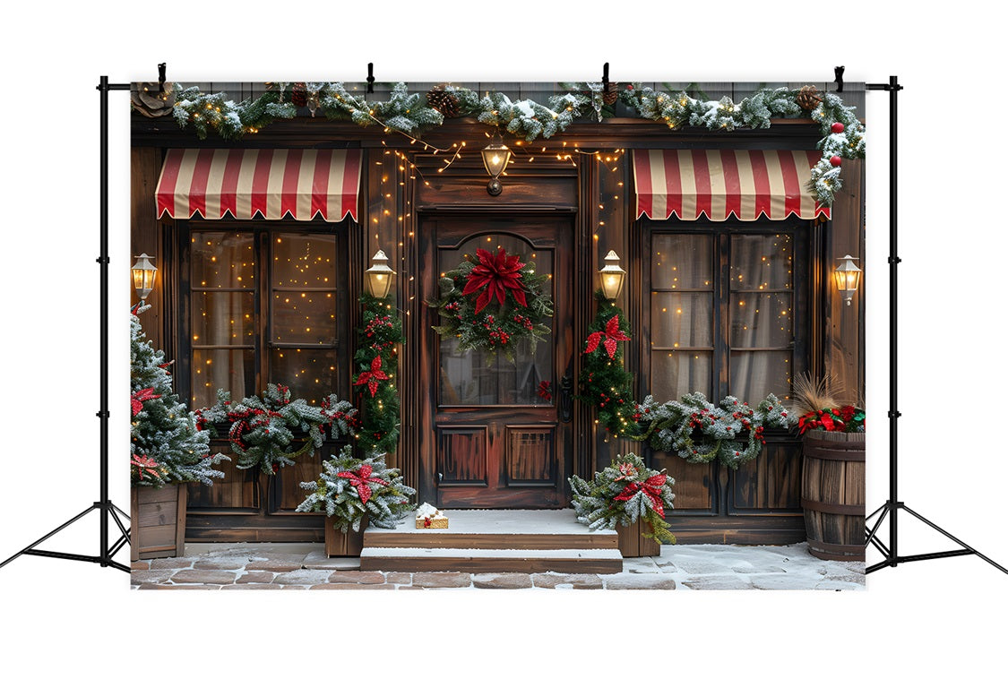 Christmas Festive Shopfront Wreath Garland Backdrop UK RR7-668