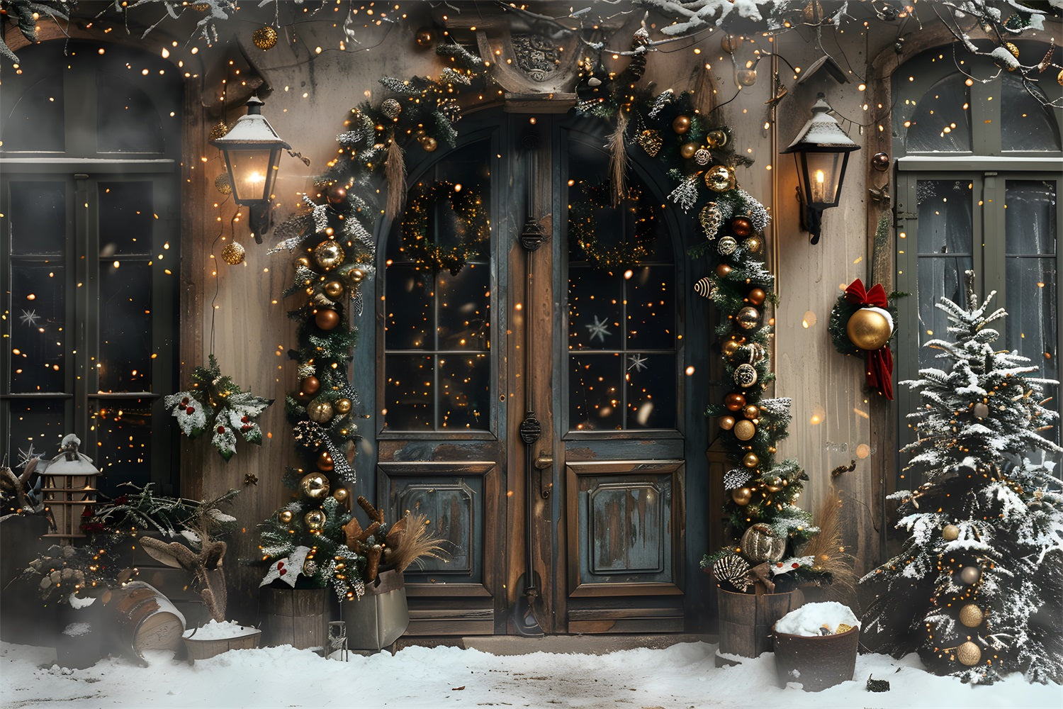 Christmas Elegant Arched Entrance Backdrop UK RR7-669