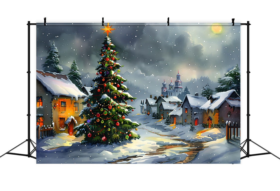 Christmas Eve in the Village Backdrop UK RR7-671