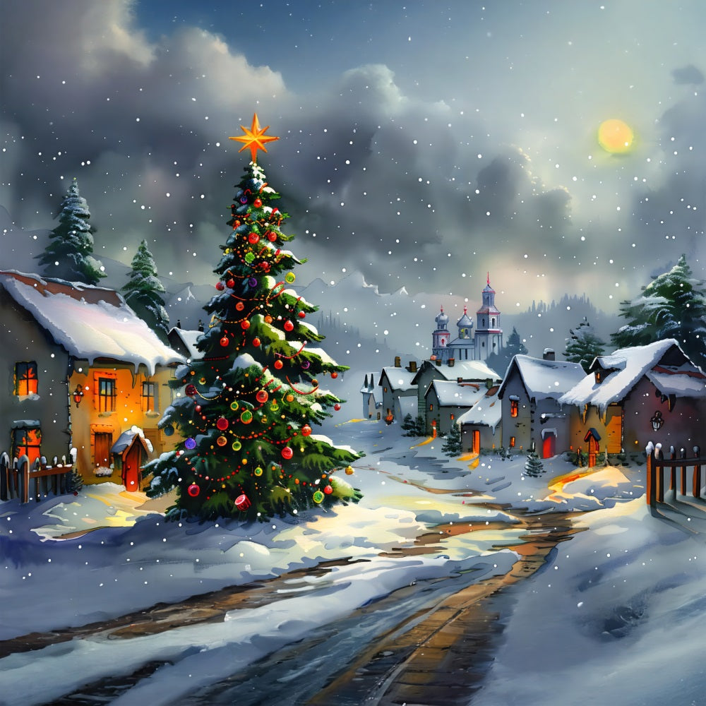 Christmas Eve in the Village Backdrop UK RR7-671