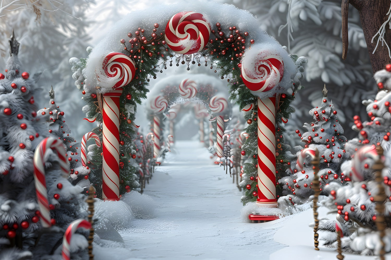 Christmas Candy Cane Wonderland Backdrop UK RR7-672