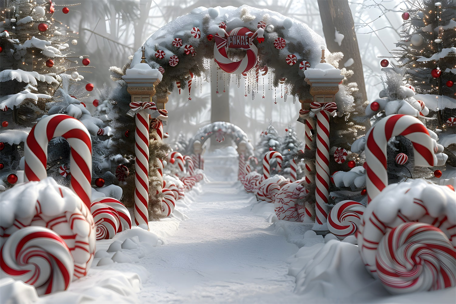 Christmas Peppermint Candy Archway Backdrop UK RR7-673