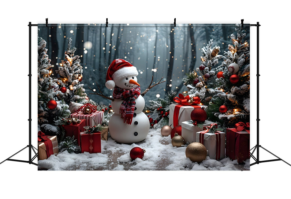 Christmas Snowman Gifts Trees Backdrop UK RR7-684