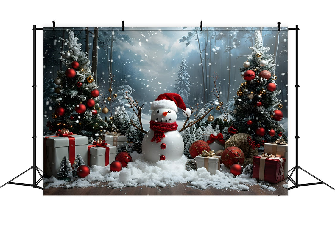 Christmas Snowman Forest Wonderland Backdrop UK RR7-685