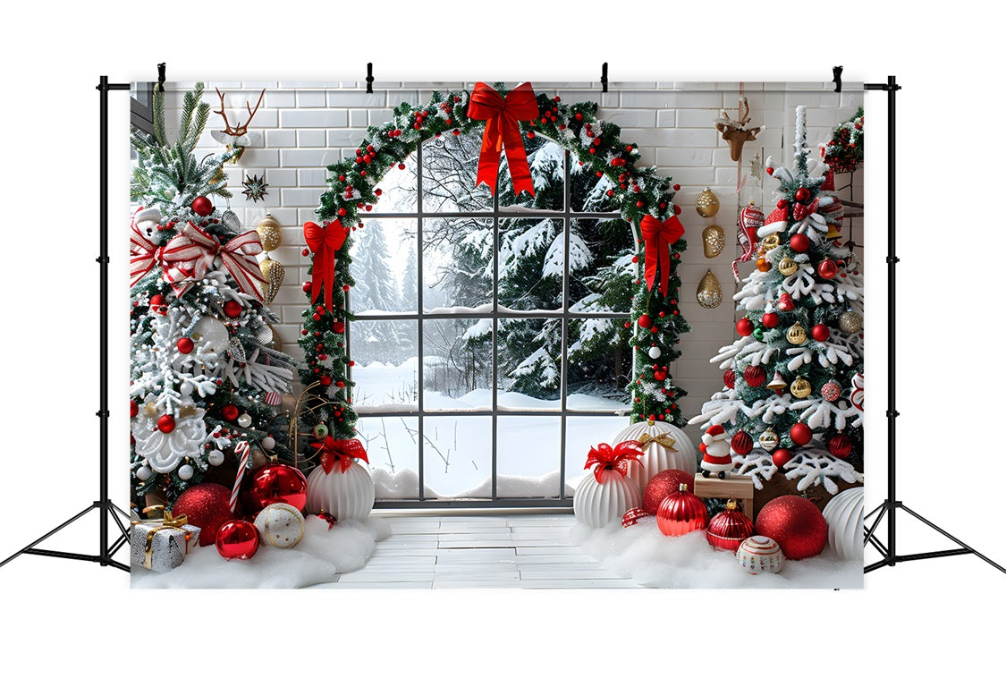 Christmas Cozy Window View Trees Backdrop UK RR7-686