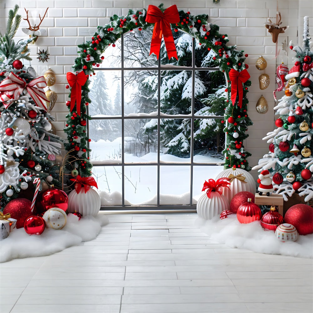 Christmas Cozy Window View Trees Backdrop UK RR7-686