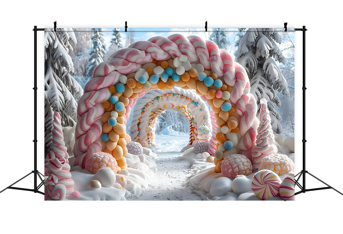 Christmas Arched Doorway Snowy Decor Backdrop UK RR7-702