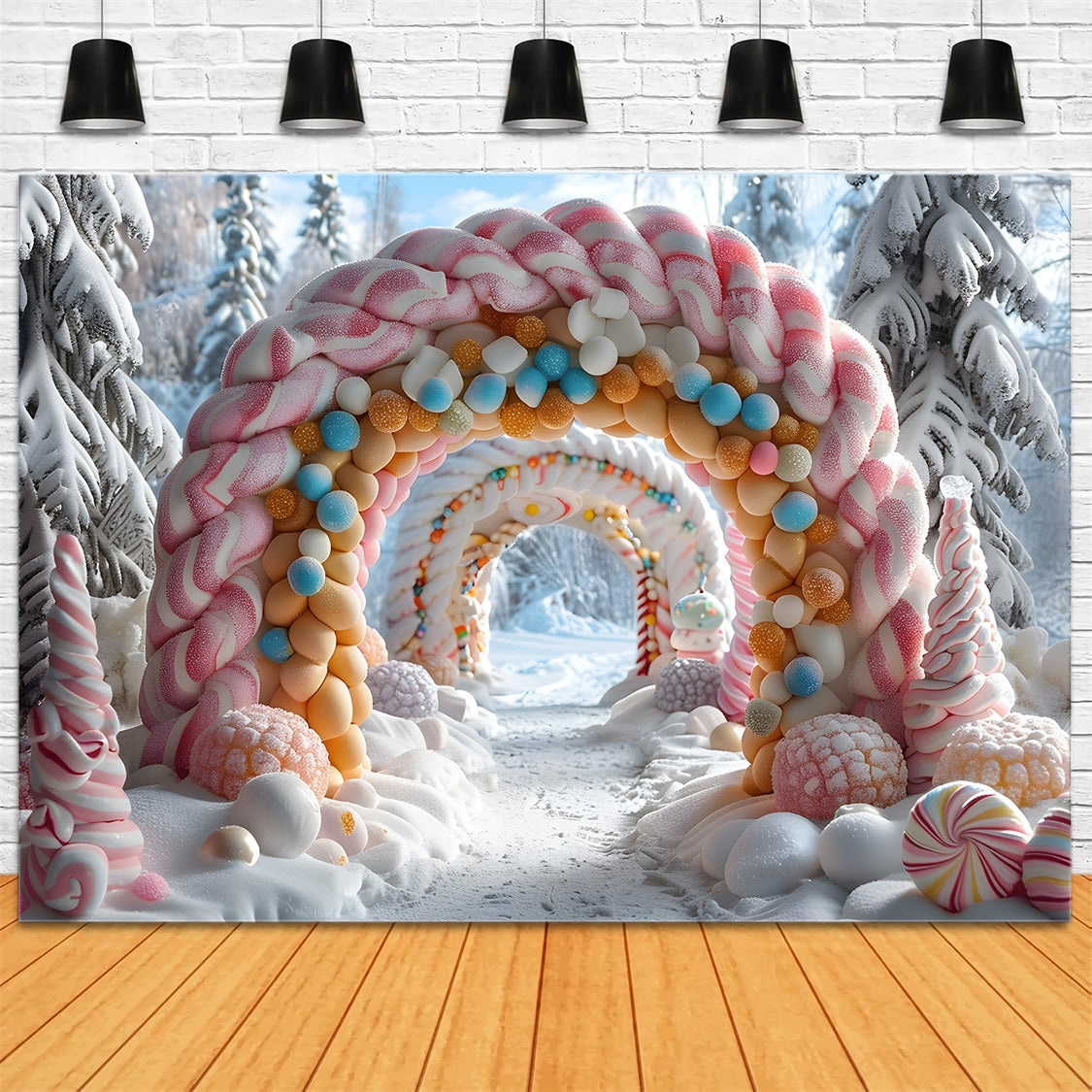 Christmas Arched Doorway Snowy Decor Backdrop UK RR7-702