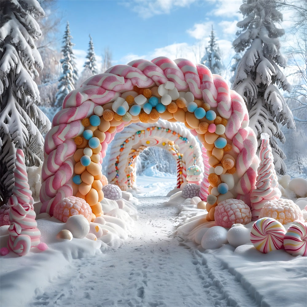 Christmas Arched Doorway Snowy Decor Backdrop UK RR7-702