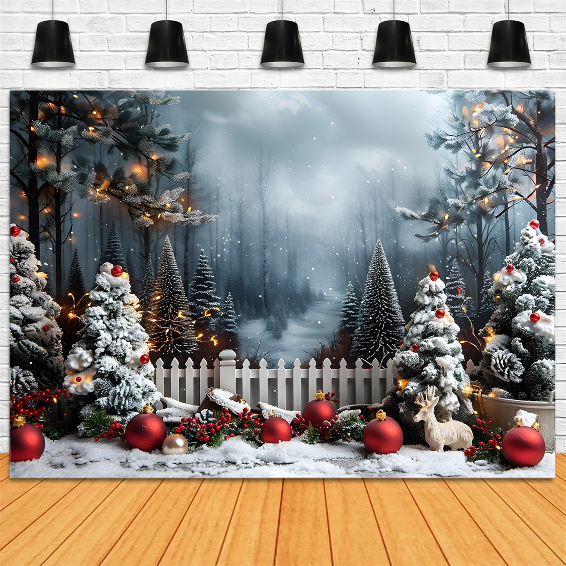 Christmas Enchanted Winter Forest Scene Backdrop UK RR7-704