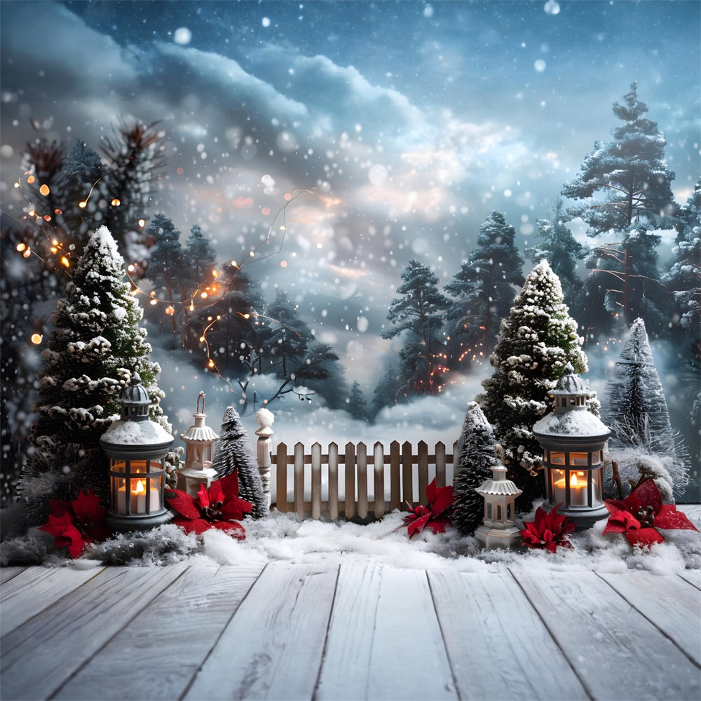 Christmas Lantern Lit Snowy Path Backdrop UK RR7-707