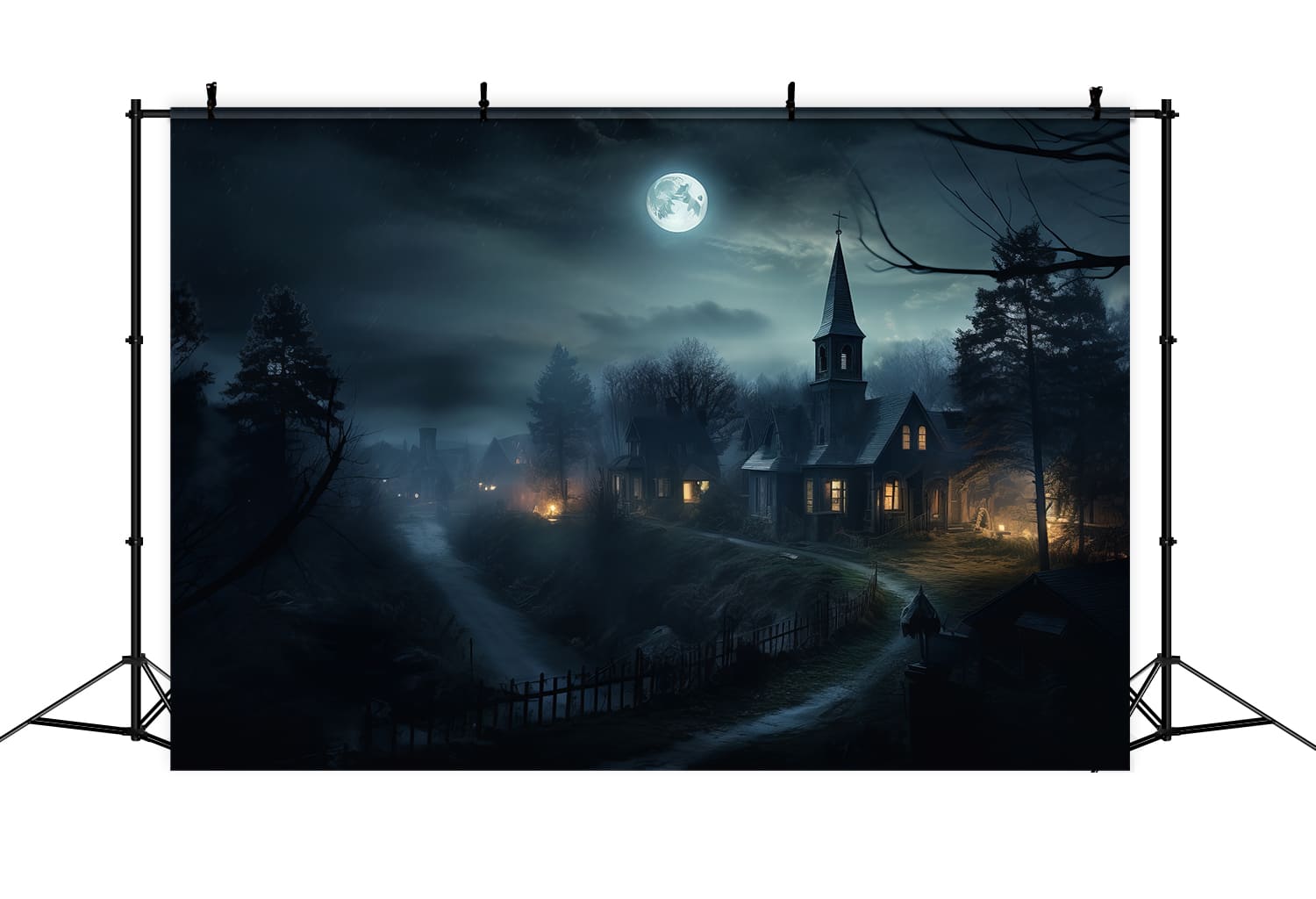 Spooky Forest Haunt House Halloween Backdrop UK RR7-71