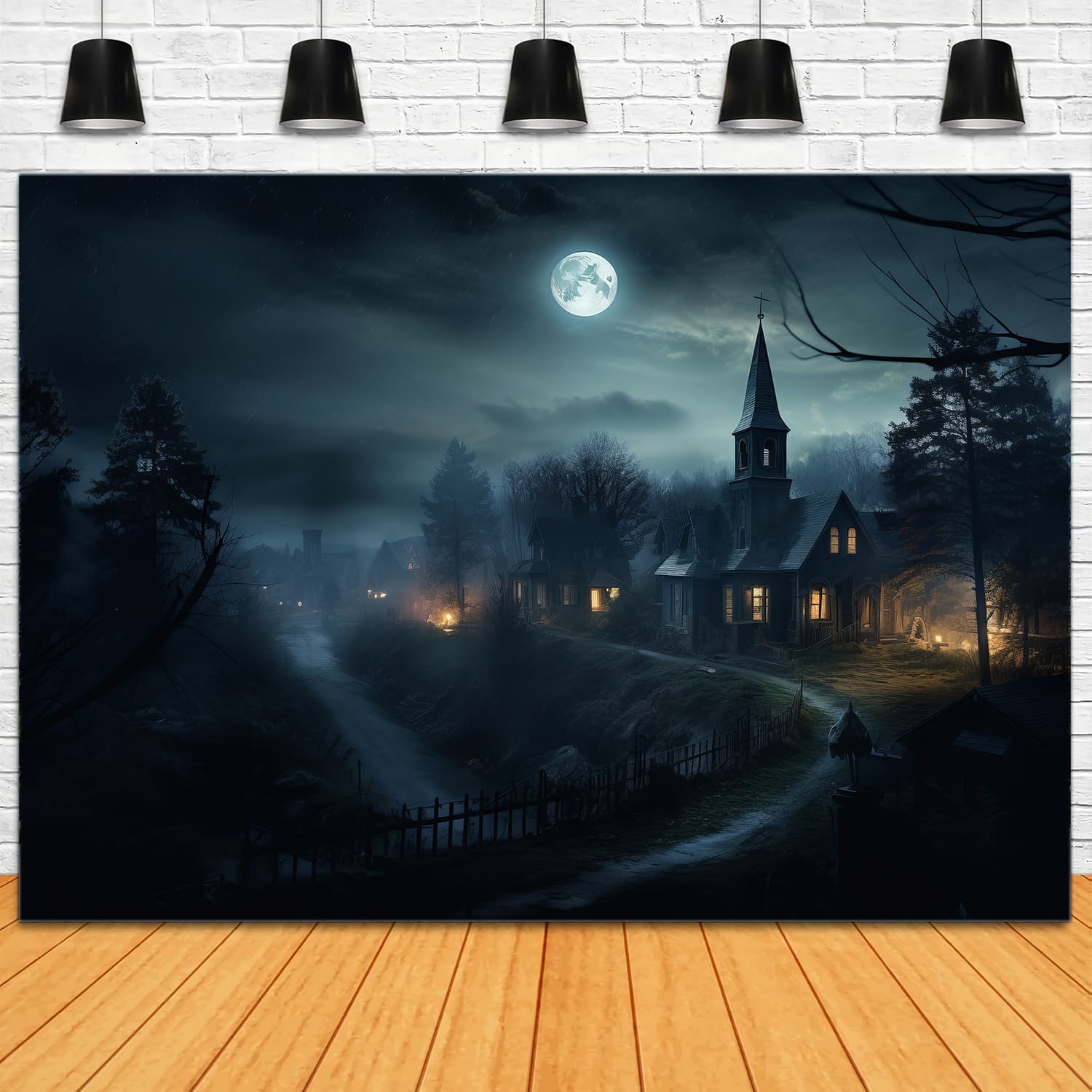 Spooky Forest Haunt House Halloween Backdrop UK RR7-71