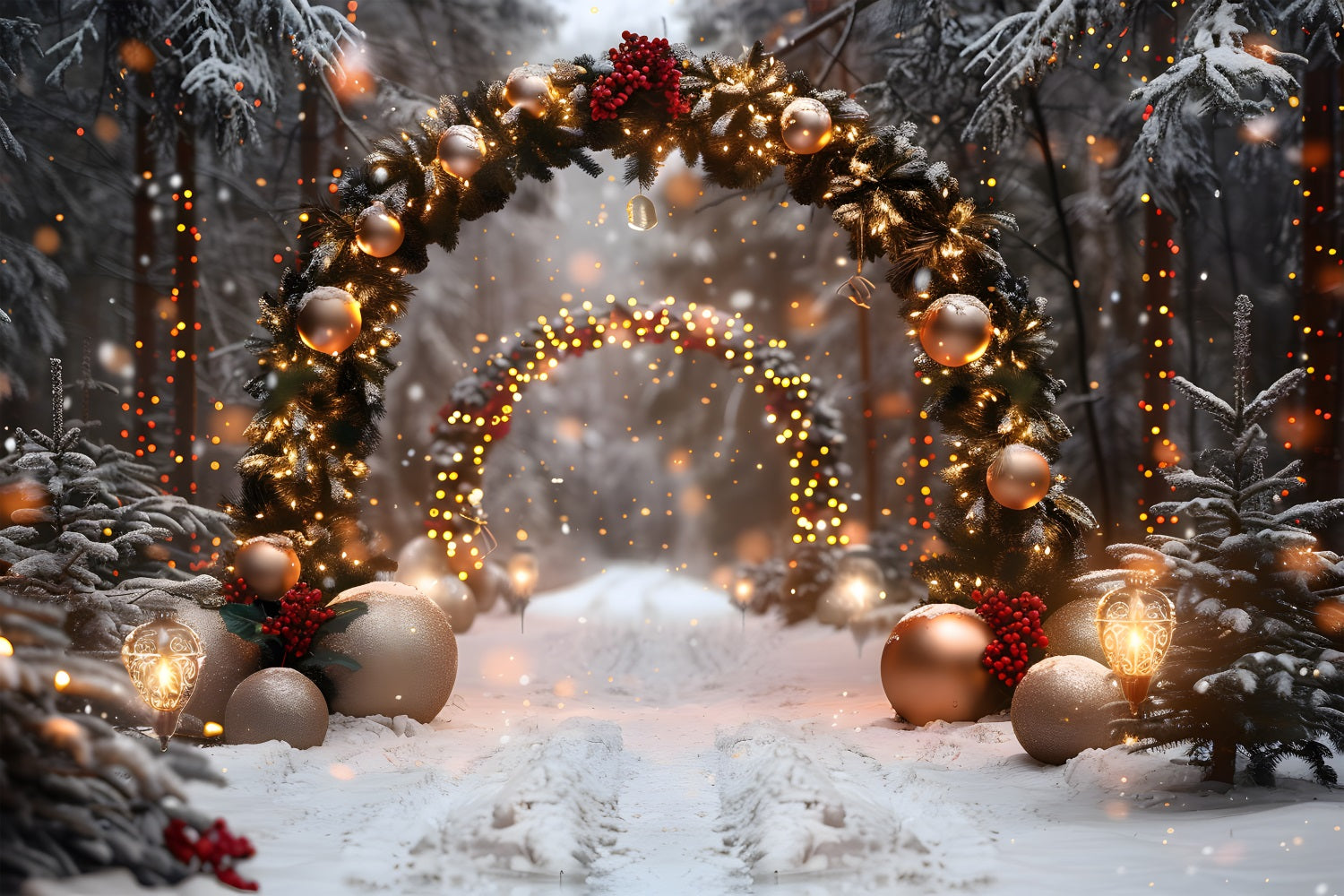 Christmas Sparkling Forest Archway Backdrop UK RR7-710