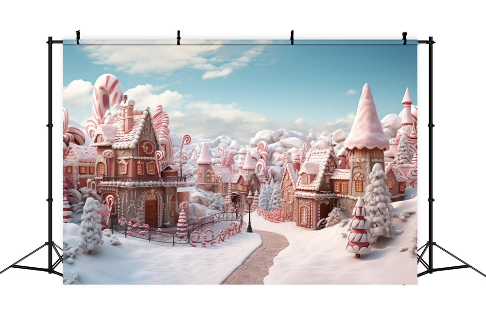 Christmas Snowy Gingerbread House Backdrop UK RR7-715