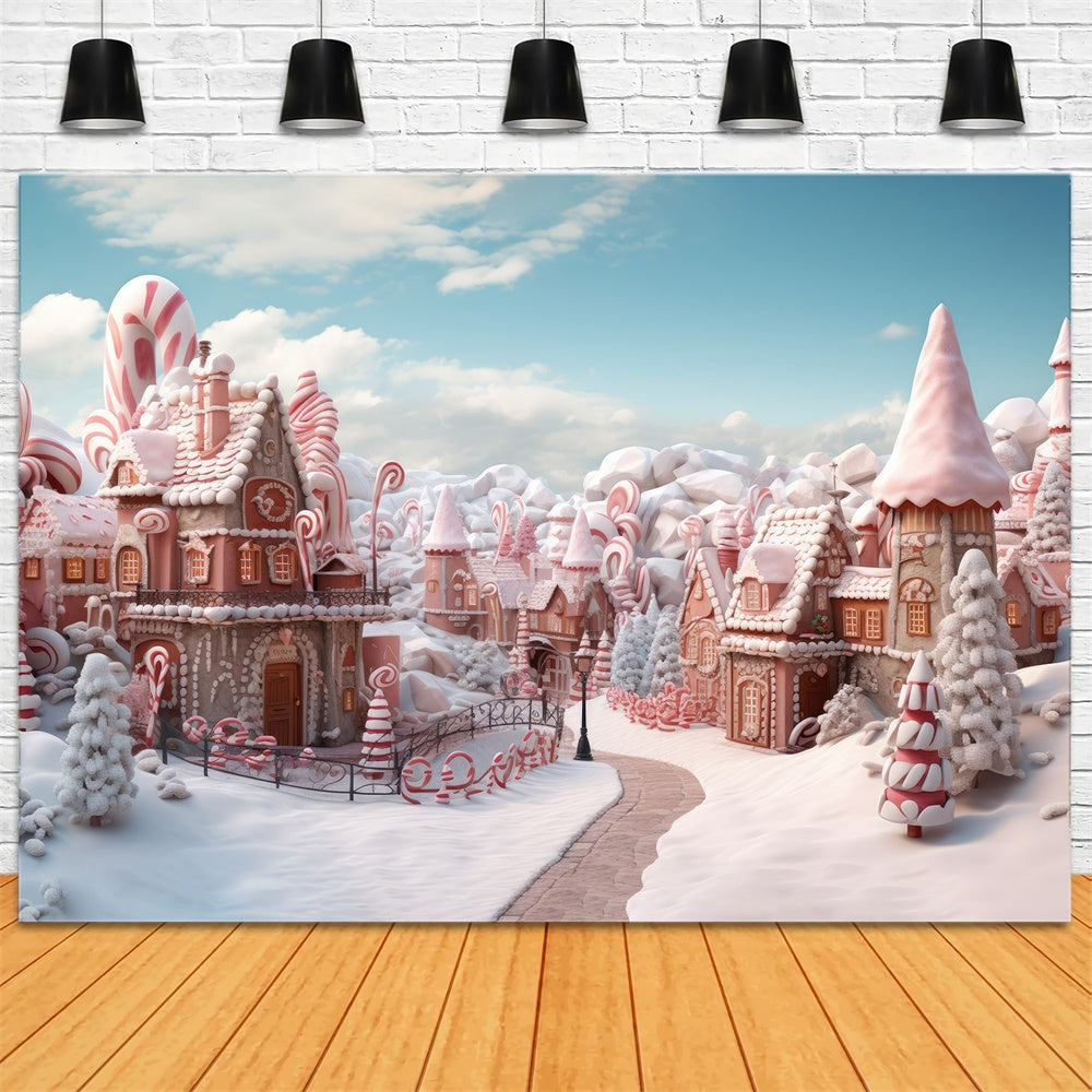 Christmas Snowy Gingerbread House Backdrop UK RR7-715