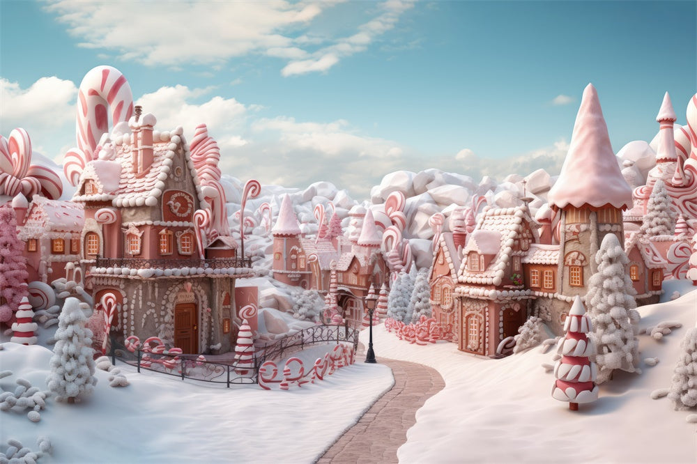 Christmas Snowy Gingerbread House Backdrop UK RR7-715