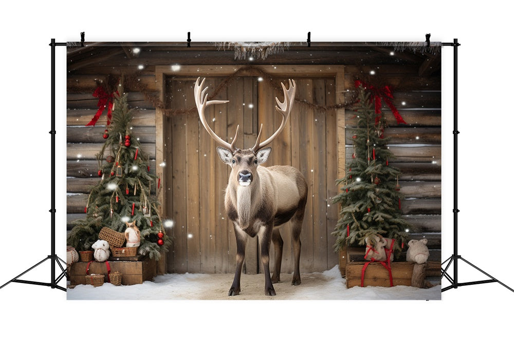 Snowflake Reindeer Christmas Tree Backdrop UK RR7-719