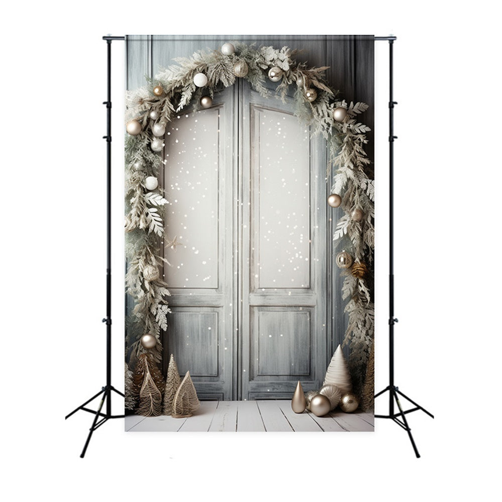 Christmas Wreath Decorated Door Backdrop UK RR7-727