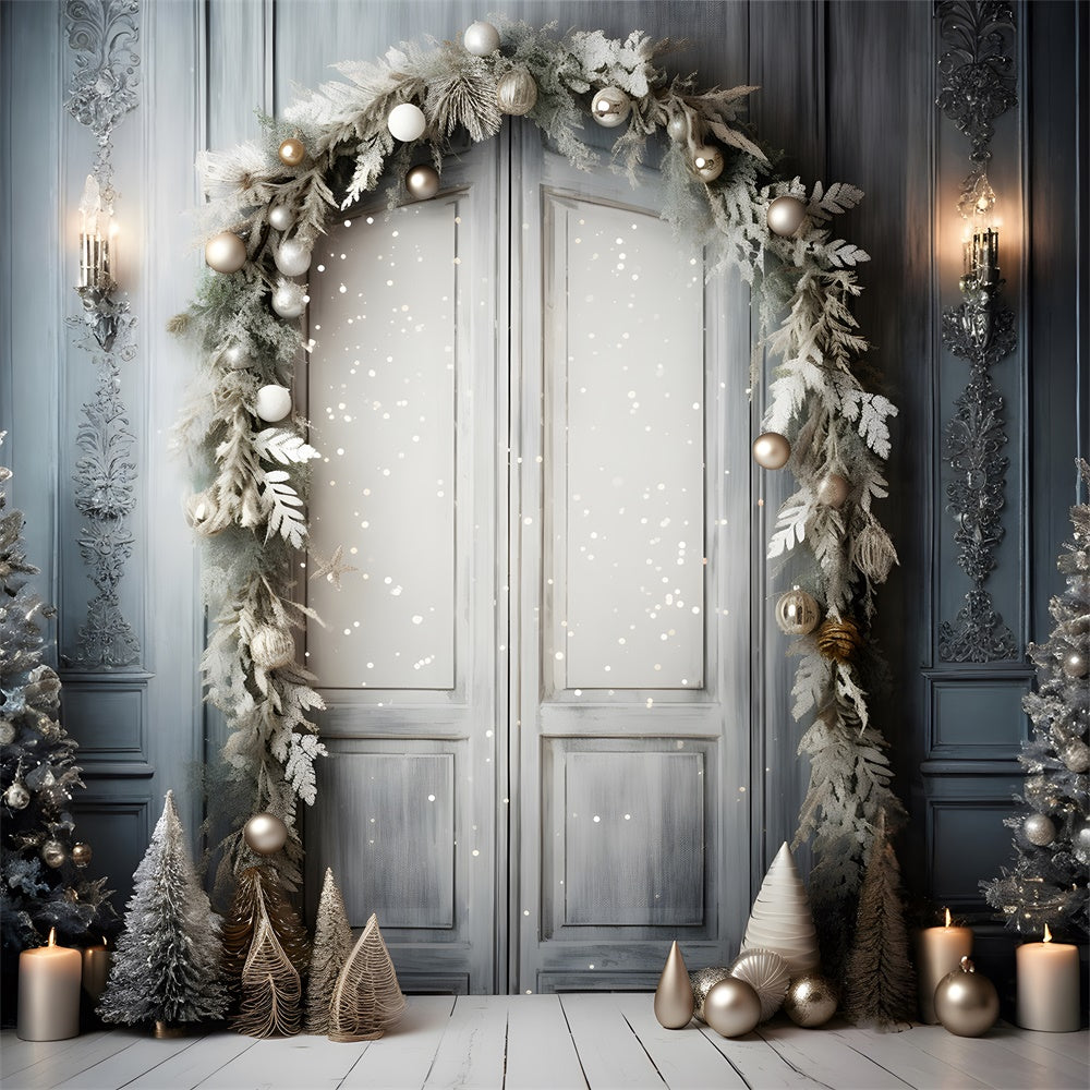 Christmas Wreath Decorated Door Backdrop UK RR7-727